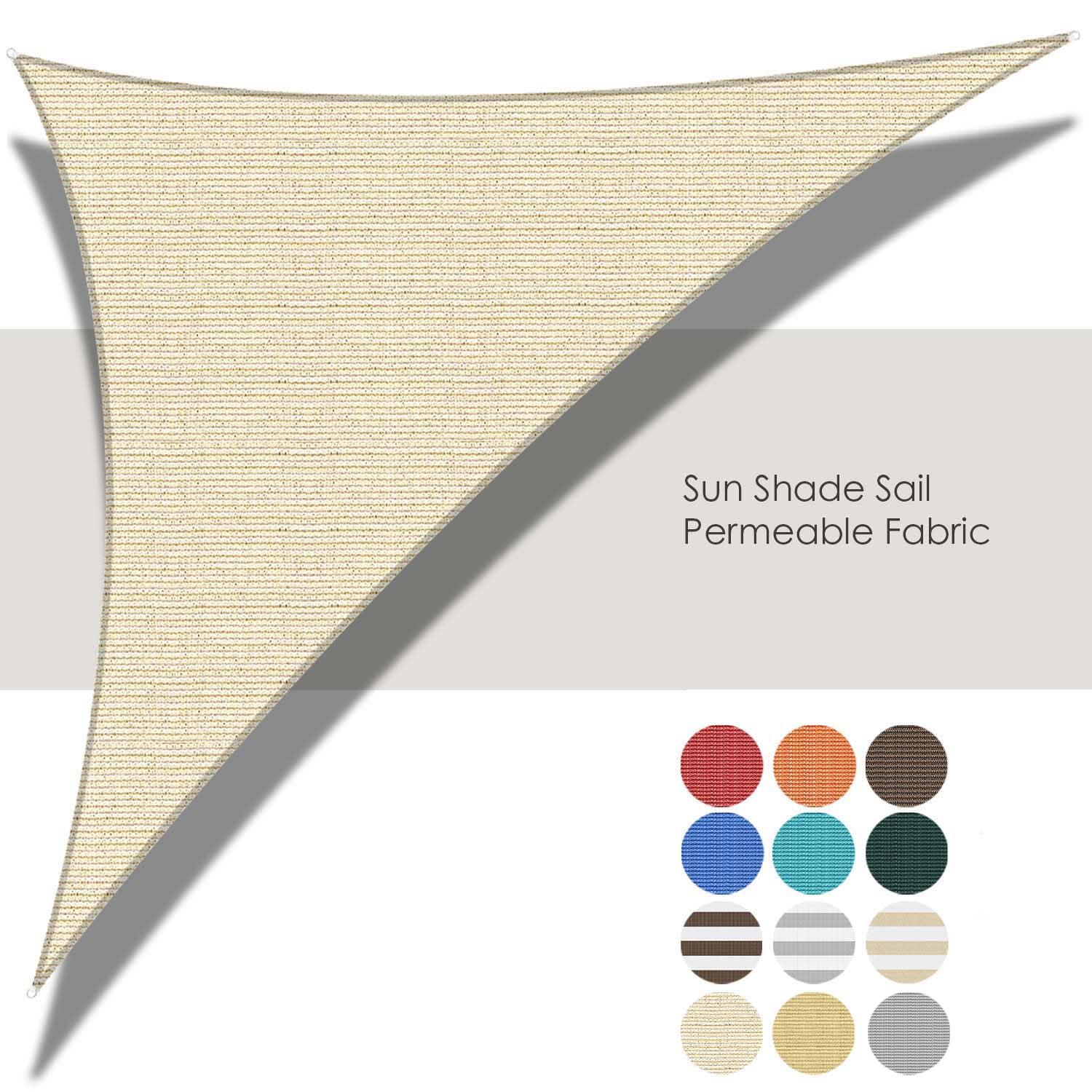 ECOOPTS 11'x11'x16' HDPE Sun Shade Sail Right Triangle Canopy Shades for Outdoor Patio Pergola Cover Blockage 95% UV Resistant(Beige)