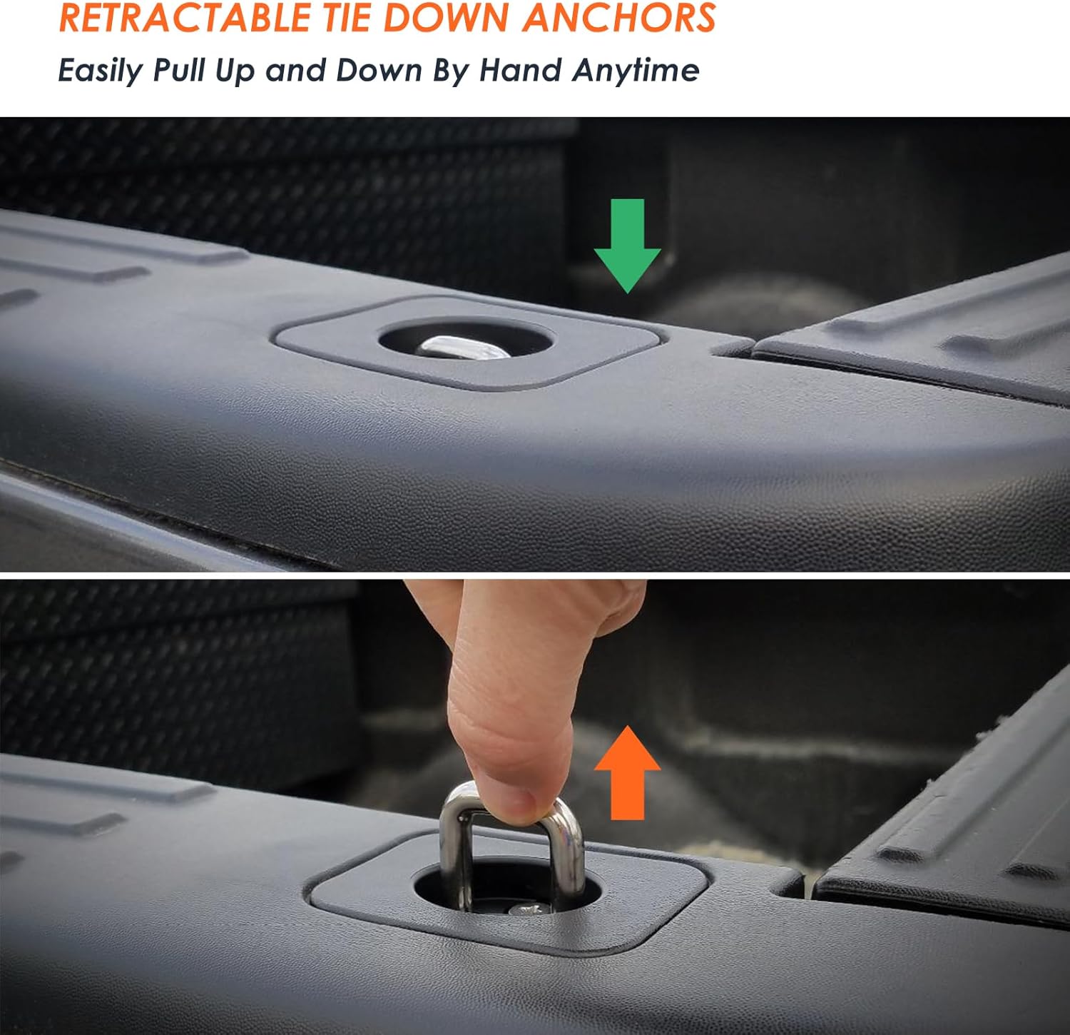4 Pack Retractable Truck Bed Tie Down Anchors Compatible with 2015-2025 Ford F-150/2017-2025 Ford F250 F350 Super Duty&Ford Raptor - Image 2