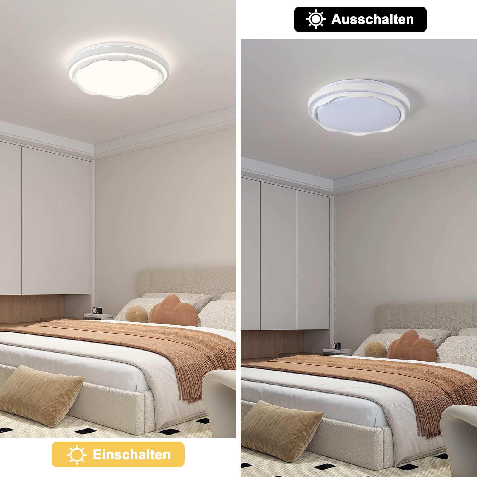 Qamra LED Deckenlampe, 39 cm Weiße Acryl Deckenleuchte | Runde Moderne deckenleuchte Minimalistisch für Wohnzimmer, Schlafzimmer, Küche, Flur und Dielen