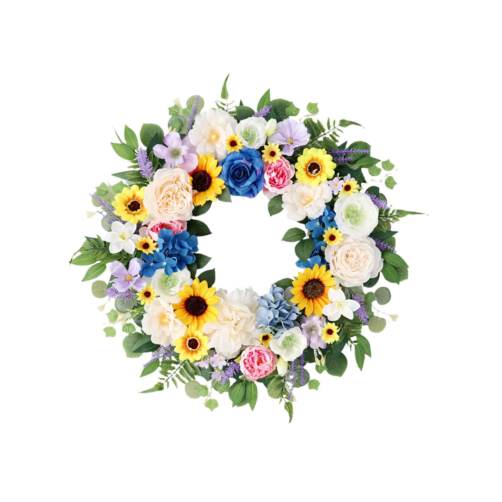 Kalttoy Floral Wreath 55X55CM Realistic Artificial Flower Wreath Hanging Decoration for Door Window Indoor and Outdoor Seasonal Blossomy