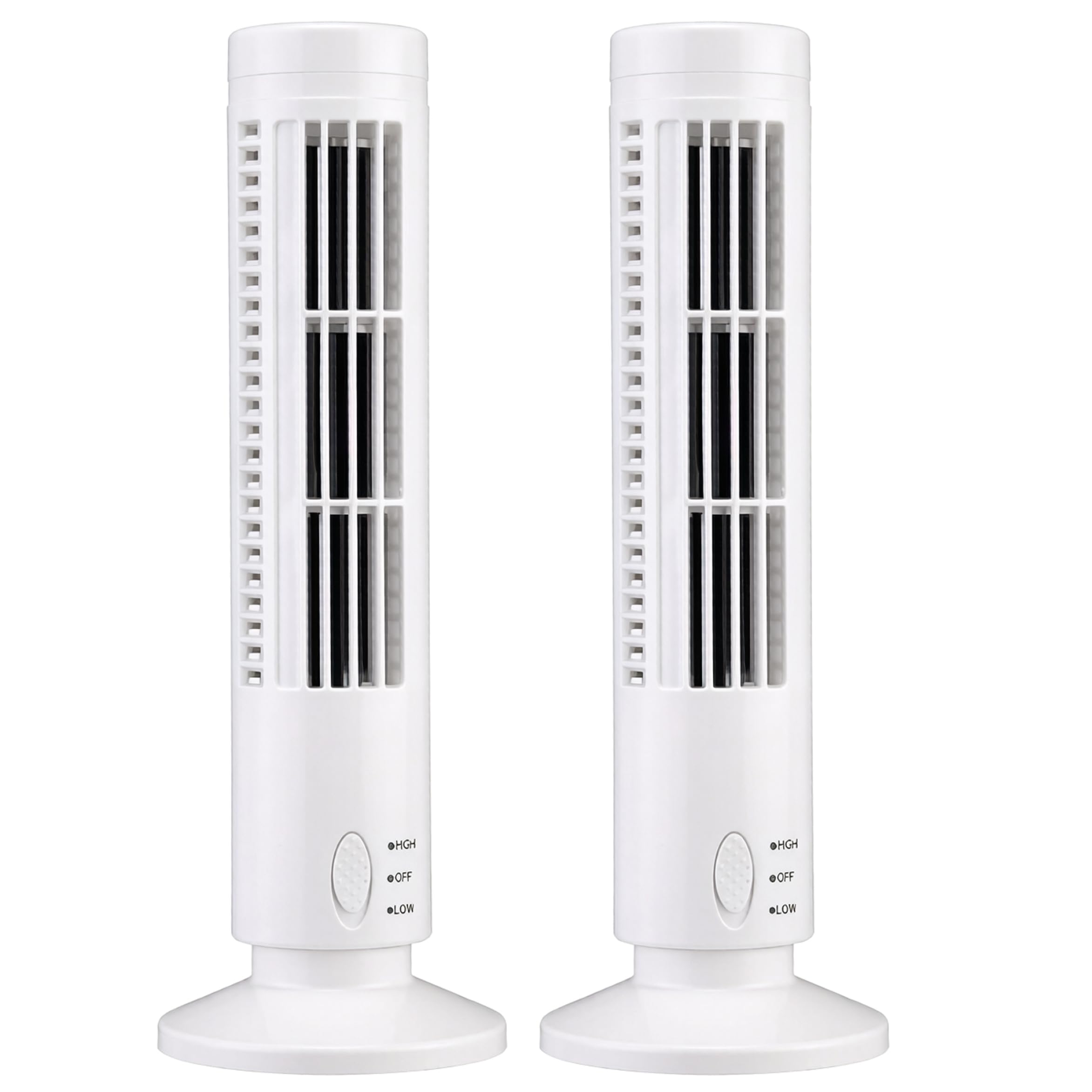 Paquete de 2 Ventiladores de Escritorio sin aspas, Mini Ventiladores de Torre de enfriamiento USB, Ventilador de Escritorio de pie para Oficina, Dormitorio, Sala de Estar, Blanco