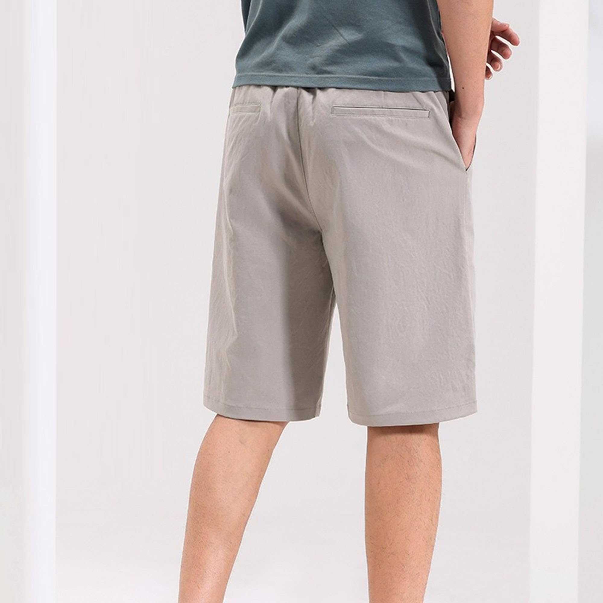 Estate Casual Cinque Quarti Pantaloni Shorts Uomo Business Straight Shorts Loose Fit con Tasche Maschio