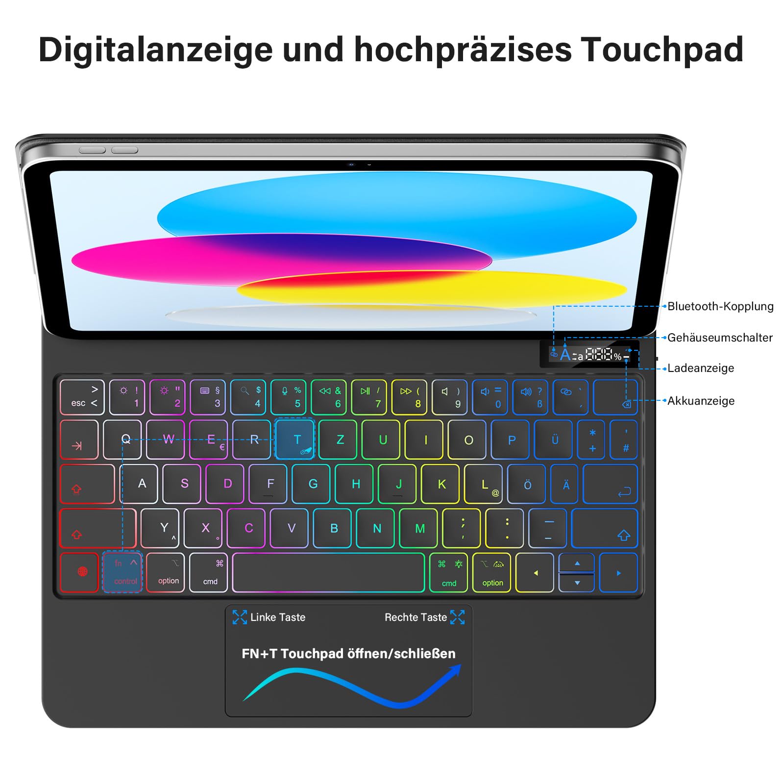 KBCASE Tastatur Hülle für iPad A16 11.Generation 2025/10.Generation 2022