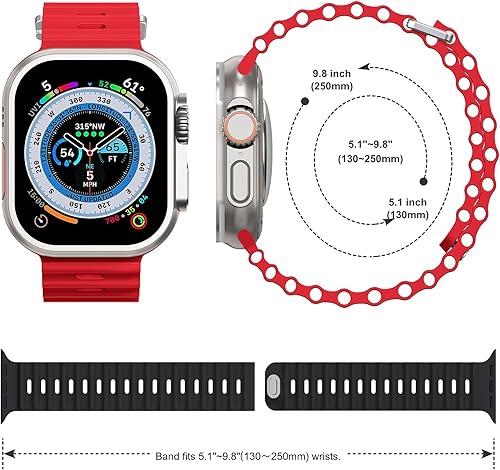 Vista 65 de Paquete de 2 correas deportivas oceánicas compatibles con Apple Watch Band Ultra 2/Ultra SE Series 9/8/7/6/5/4/3/2/1, correas de silicona para Abyss