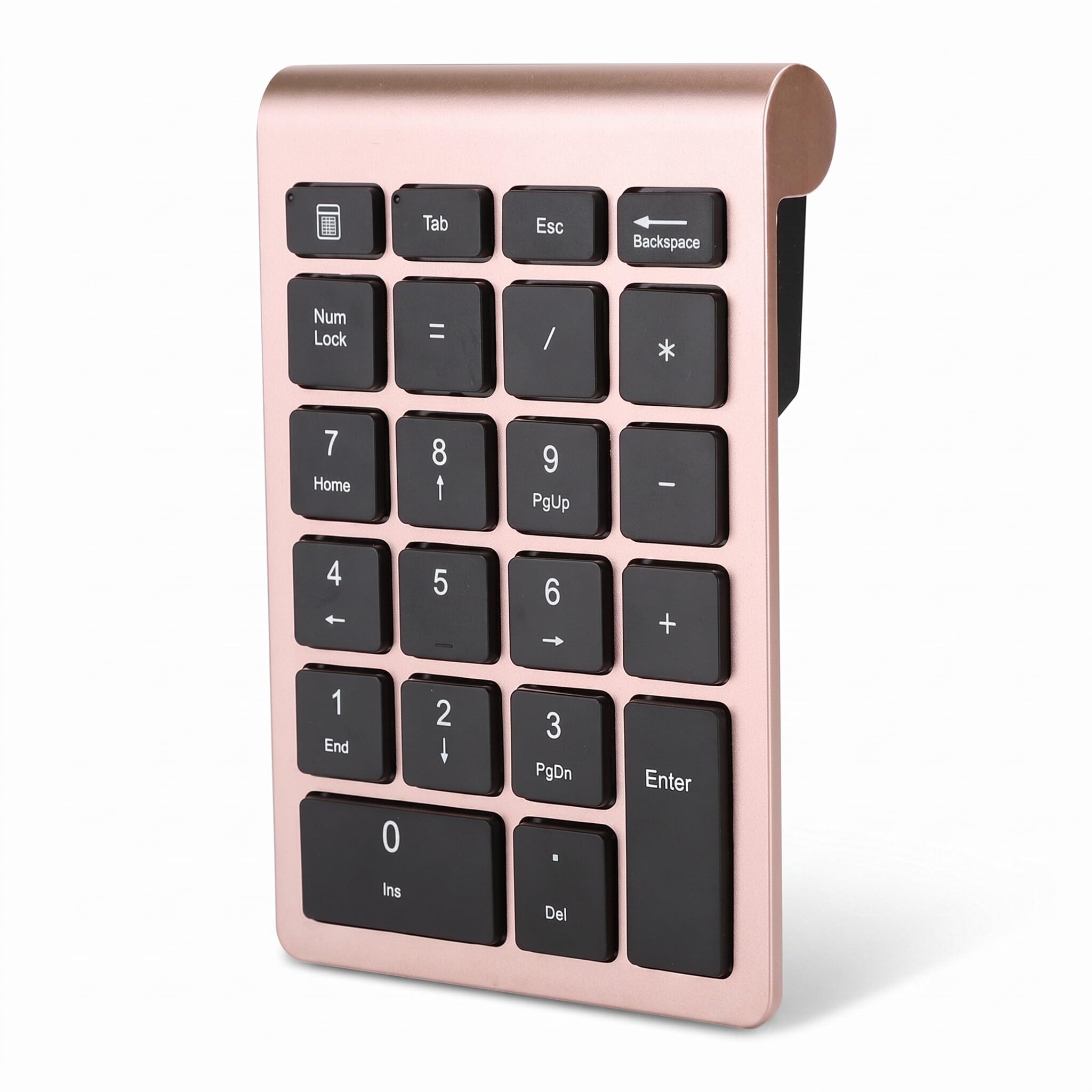 Bewinner Clavier Numérique RF304 22 Touches, Mini Clavier sans Fil USB Plug and Play avec Récepteur, Clavier Numérique Ergonomique pour Android/Windows/OS(Or Rose)