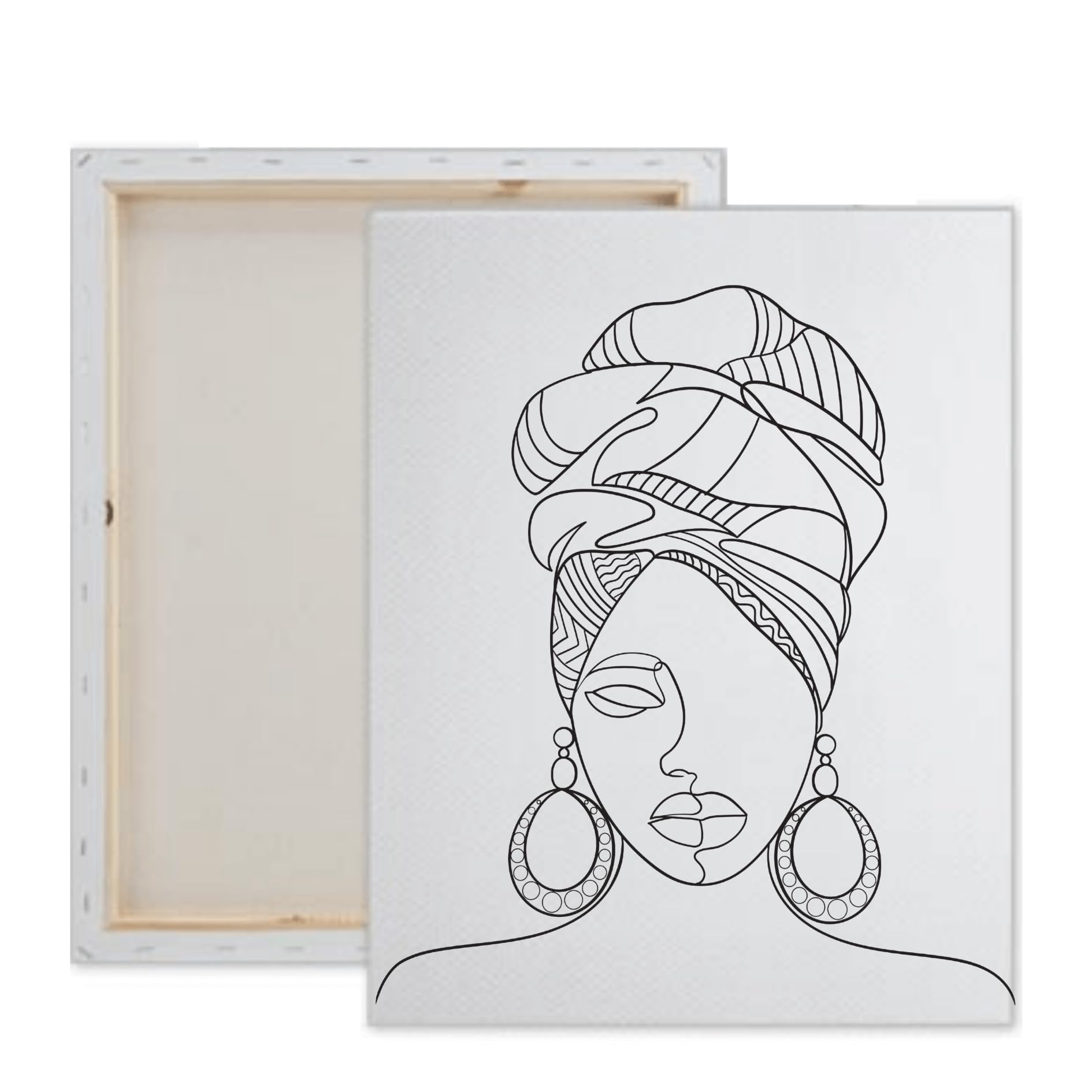 Pre Drawn Canvas BEAUTIFUL SISTA 2 Paint Kit | Adult & Teen Sip and Paint Party Favor | DIY Date Night Couple Activity (M 12X16 CANVAS ONLY)