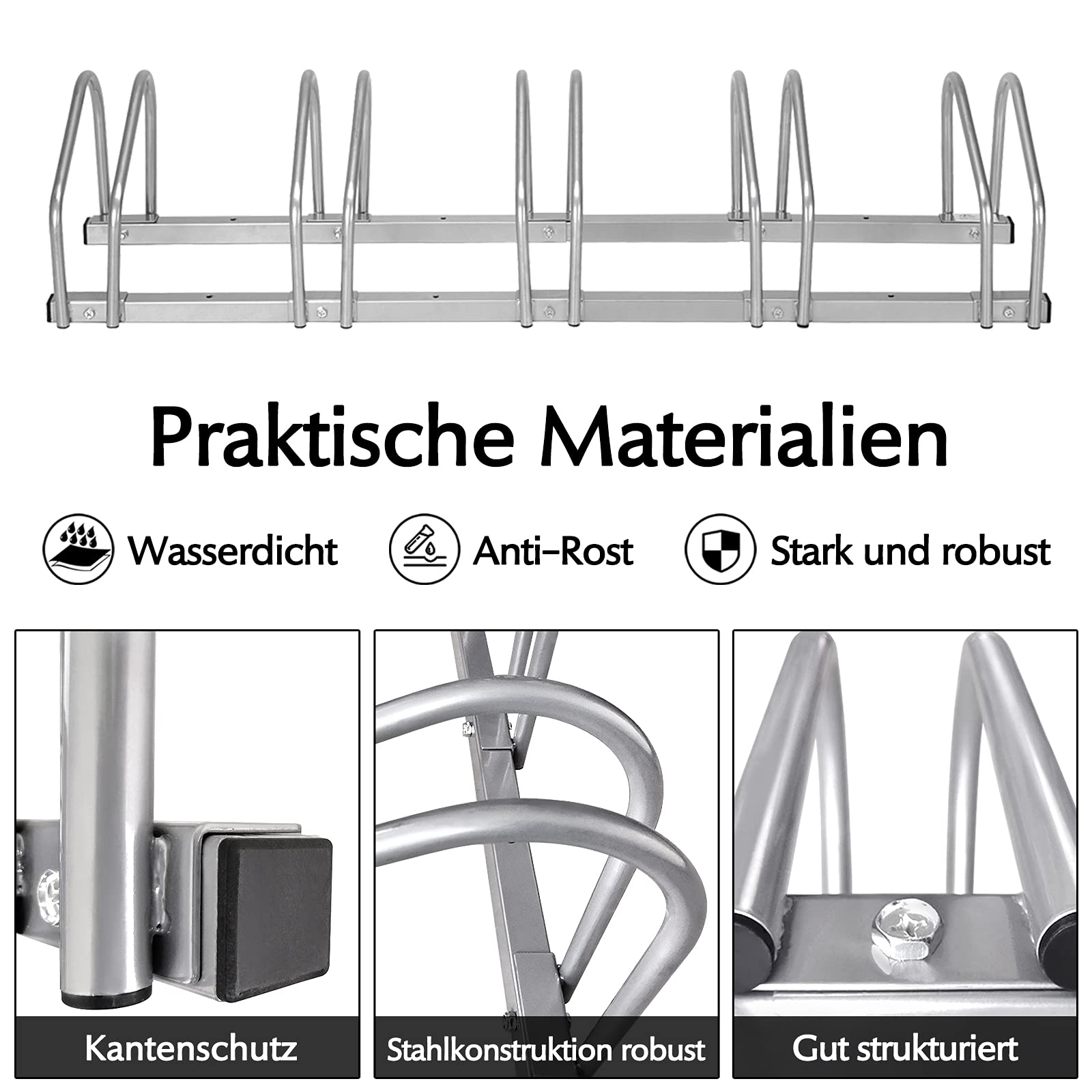 Froadp Portabiciclette Multi-cavalletto per 6 Biciclette, Montaggio a Pavimento Supporto Parcheggiare da Risparmio di Spazio, Cavalletto da Terra in Acciaio per Bicicletta per Garage e Giardino