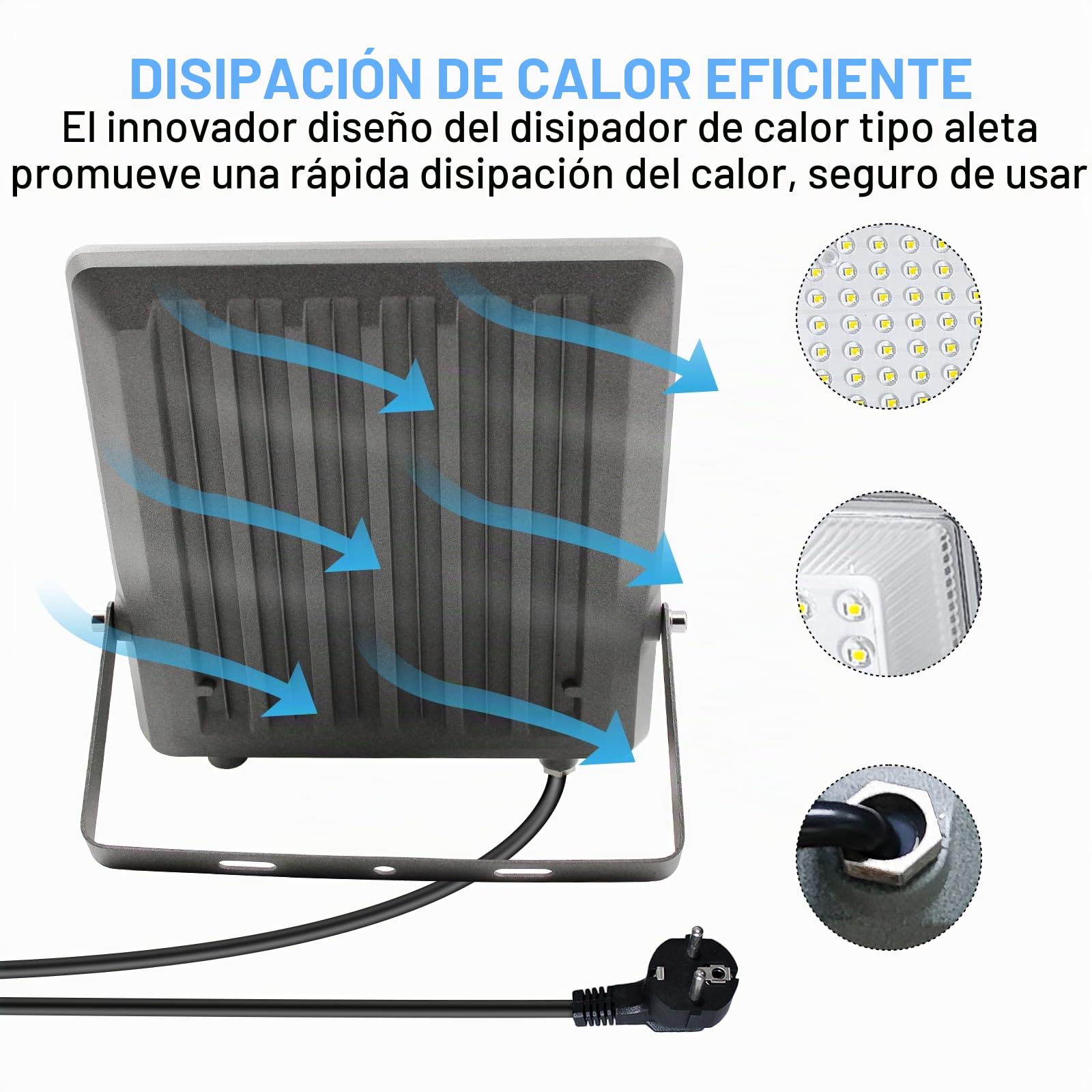 Focos LED Exterior 200W, 2 Piezas 20000LM Proyector Leds exterior IP66 Impermeable Luces Led Exteriors 6500K Blanco Frío Iluminación de Seguridad para Patio, jardin, Terraza, Entrada, Fábrica