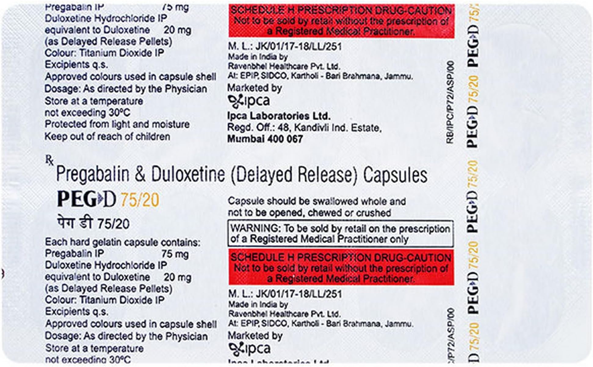 Peg D 75/20 - Strip of 10 Capsules