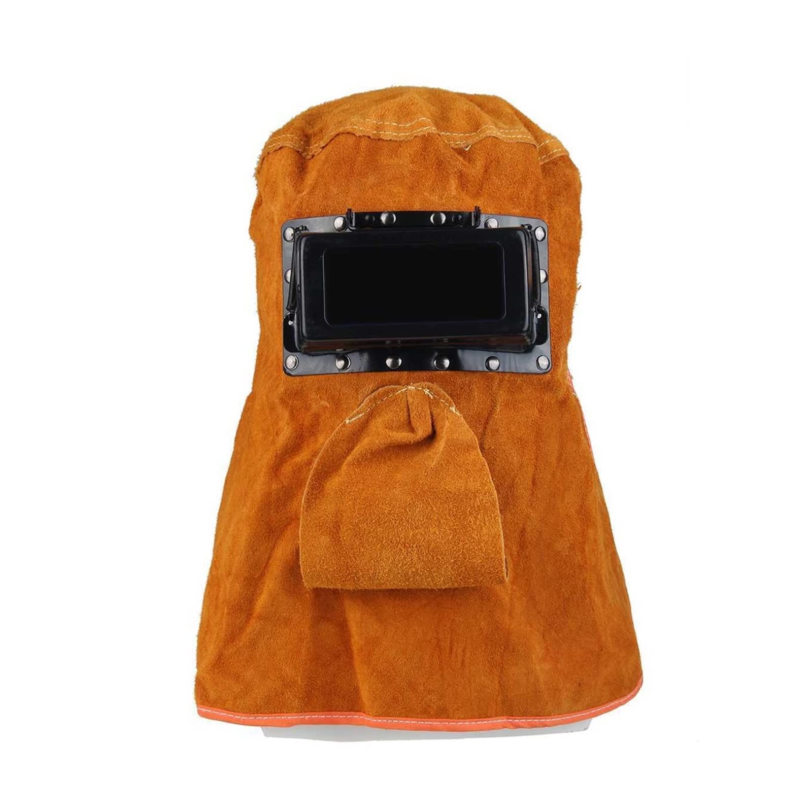 Casco de soldadura, máscara de soldadura, Delantal de soldadura de cuero Máscara de casco transpirable for soldar Capucha de cuero montada en la cabeza amarilla Molienda Lente de filtro de oscurecimie