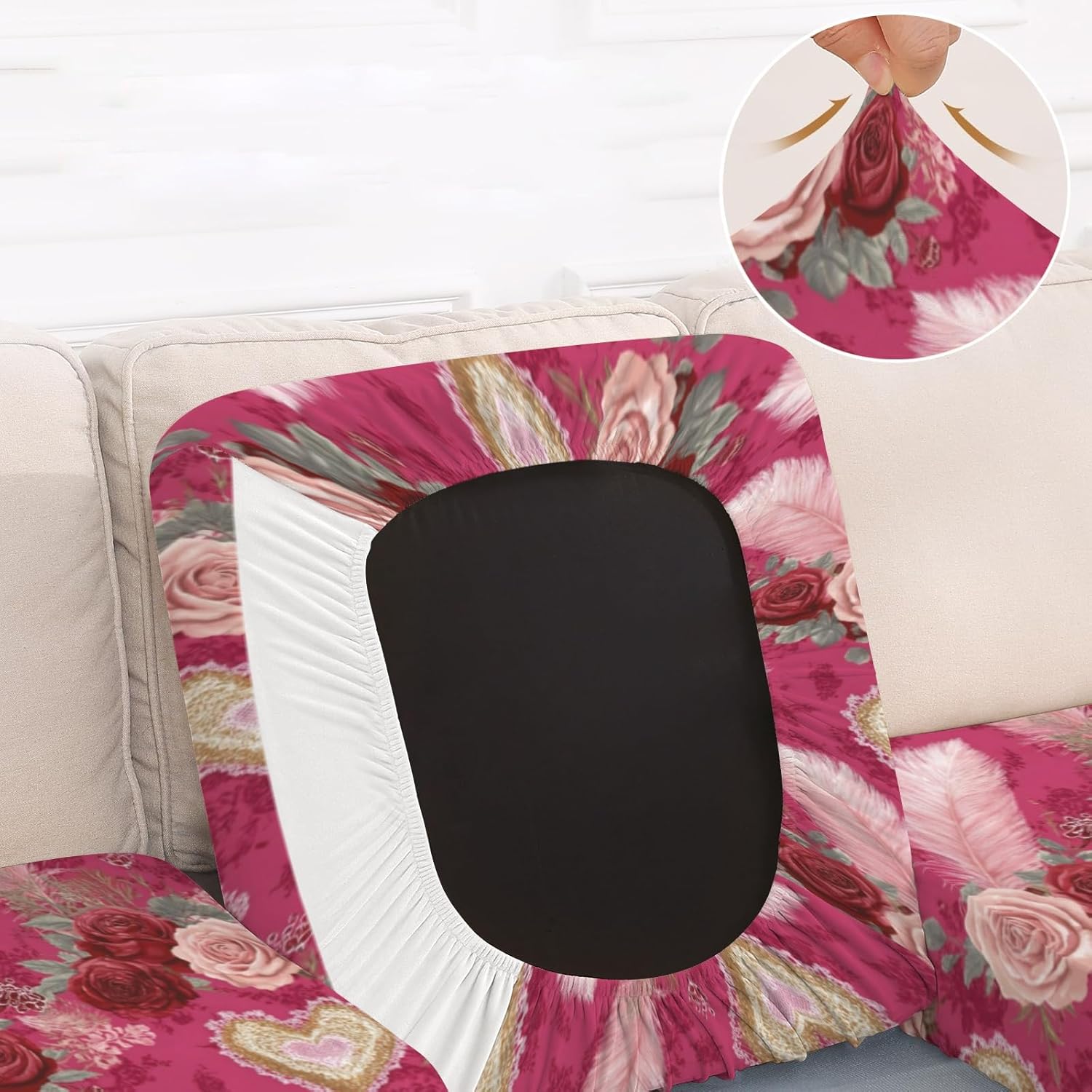 Pink Rose Glow Loveseat Covers Couch Covers for 2 Cushion Couch, 2-Piece Stretch Sofa Slipcovers Anti-Slip Washable Furniture Protectors for Dogs Pets
