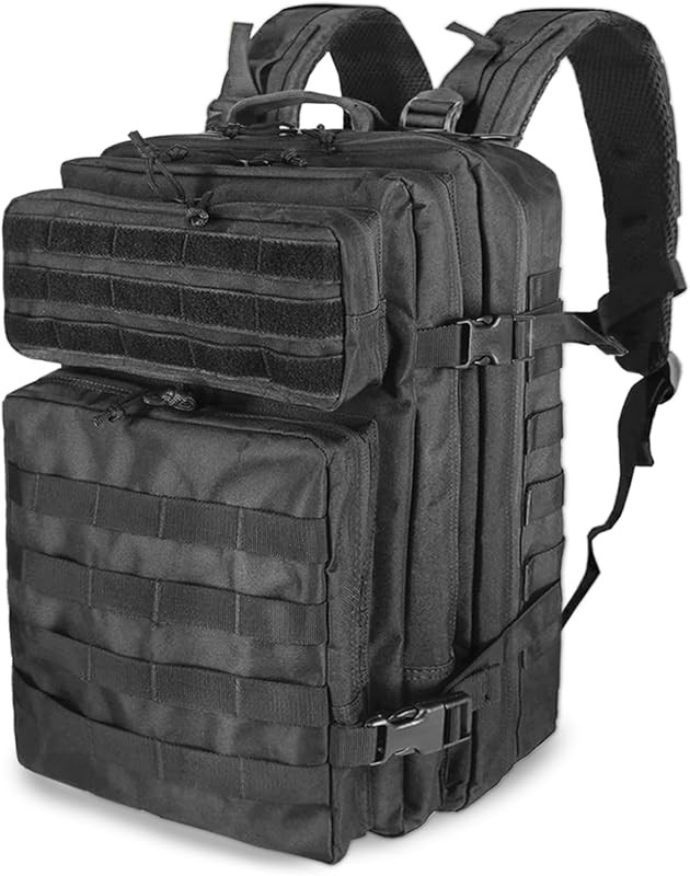 owwasd grand sac à dos militaire 45 L, système MOLLE, polyester 900D, noir