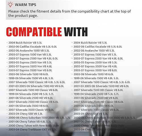 Miniatura 3 de Paquete de Bobina de Encendido Redonda Compatible con V8 4.8 5.3 6.0 Chevy Silverado 1500 2500 Tahoe Suburban Express Avalanche GMC Sierra Yukon XL