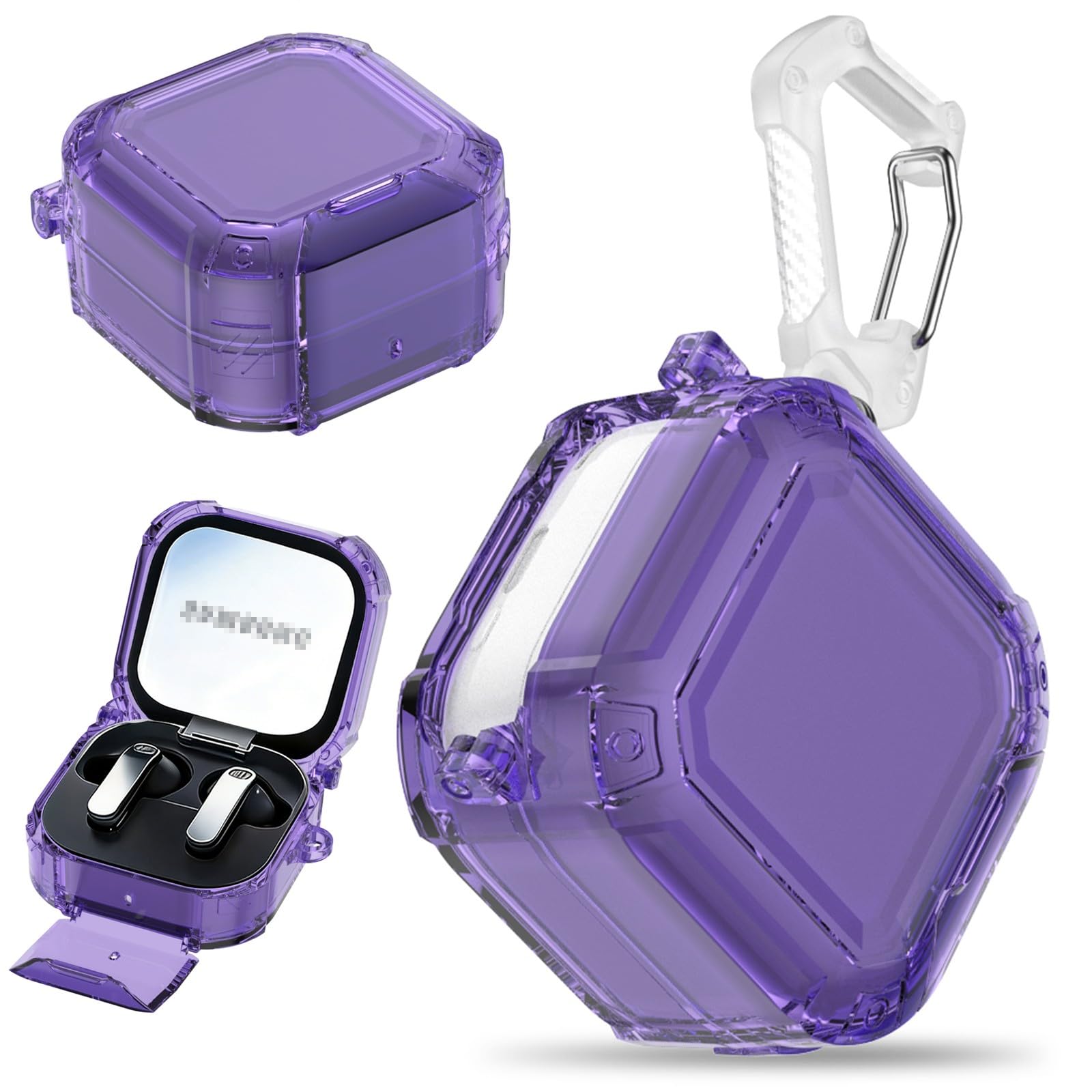 Coque Galaxy Buds 4 Pro rigide antichoc violette protection intégrale 360 - 5