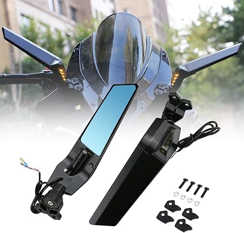 PACEWALKER Motorcycle Adjustable Aluminum Rearview Mirror Wind Wing Mirror Compatible with 2018-2022 KAWASAKI Ninja 400 650 ZX10R ZX6R ZX-636 Honda