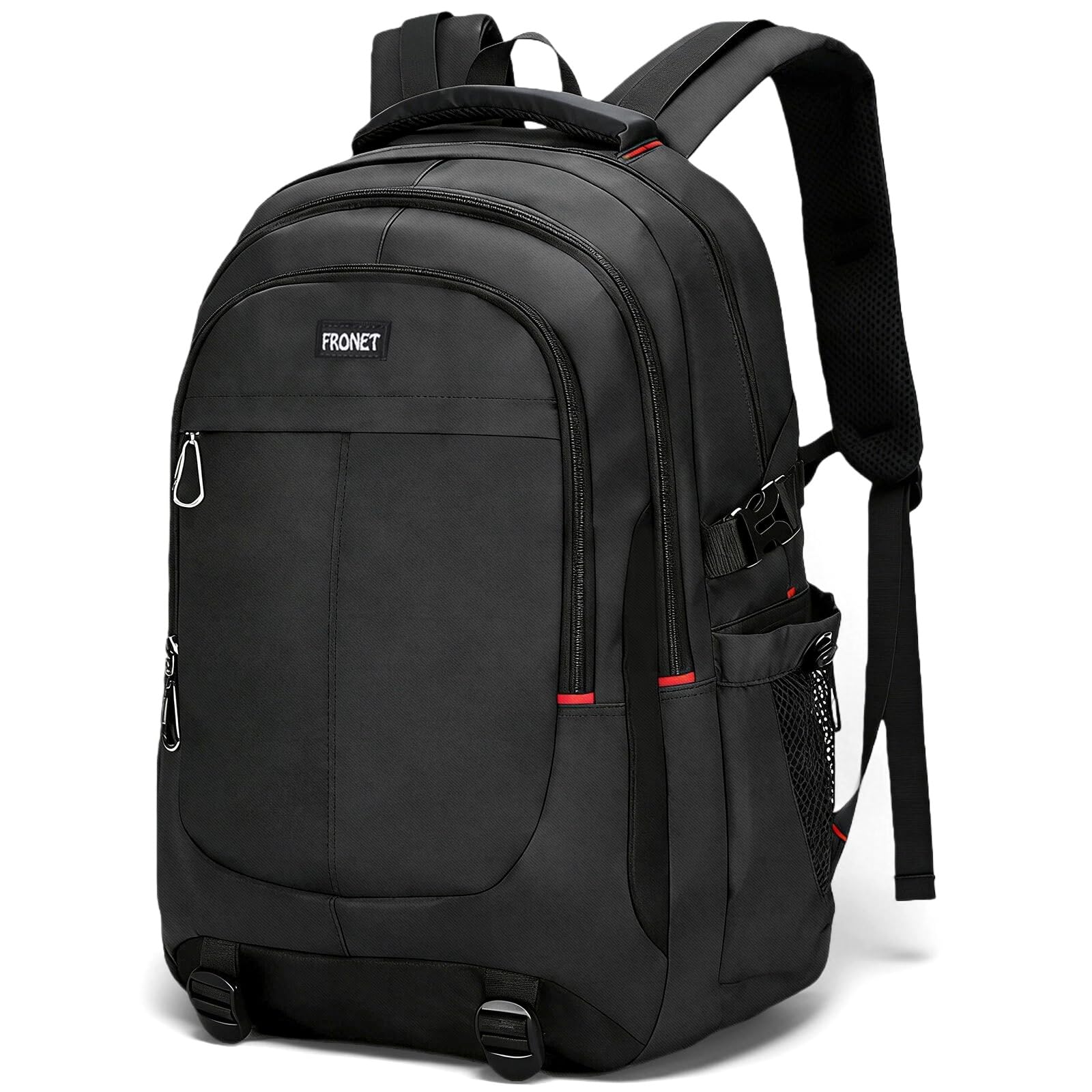 FRONET Schulrucksack, Teenager Jungen Schulranzen, Rucksack Herren 17.3 Zoll Laptop, Schwarz Ergonomie Tagesrucksack Schule Schultaschen Daypack Rucksäcke für Reise Universität Jungs Groß
