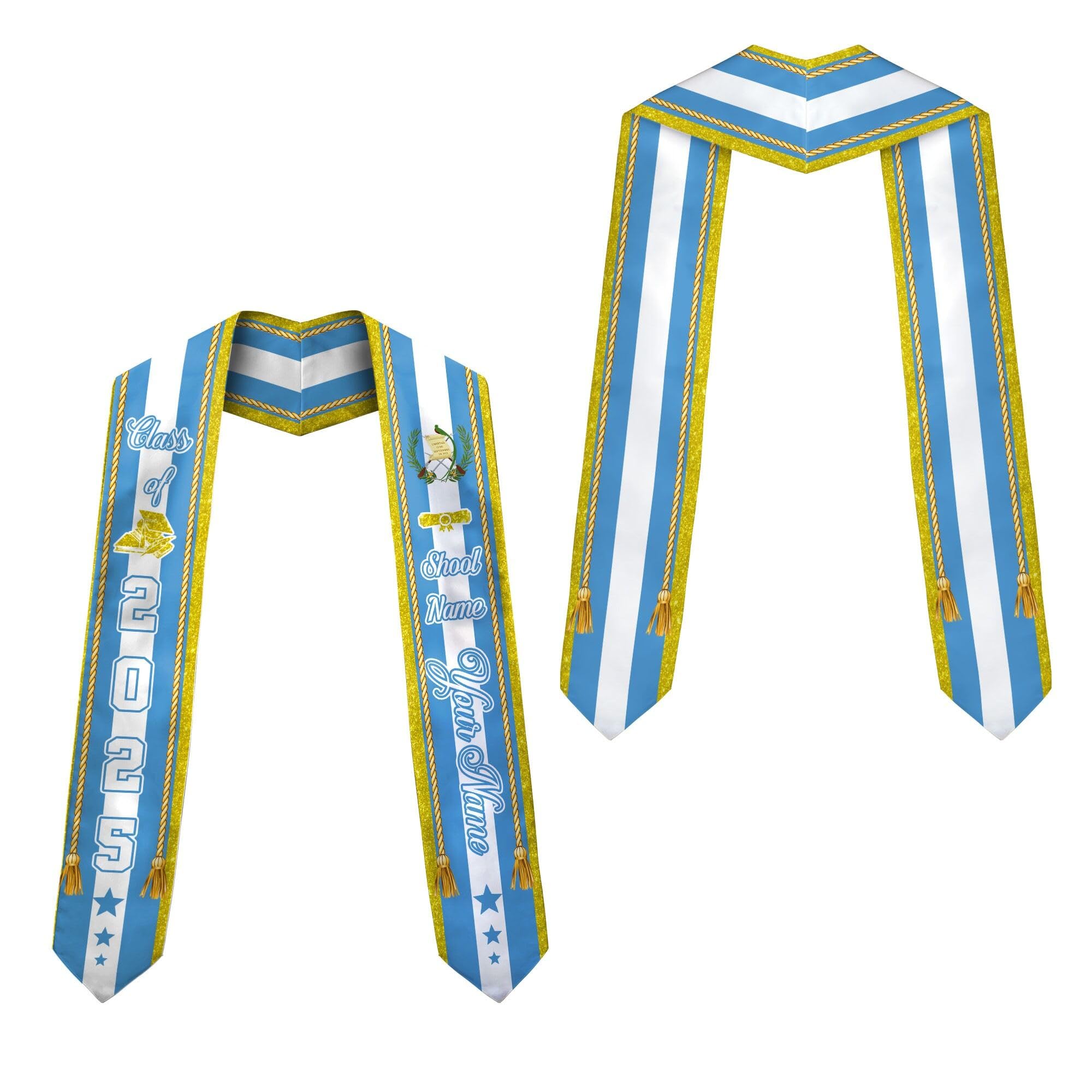 MonkeyVan Personalized Graduation Stole for Guatemalan Senior, Guatemala Flag Graduation Sash Class of 2025 Grad Gifts S46