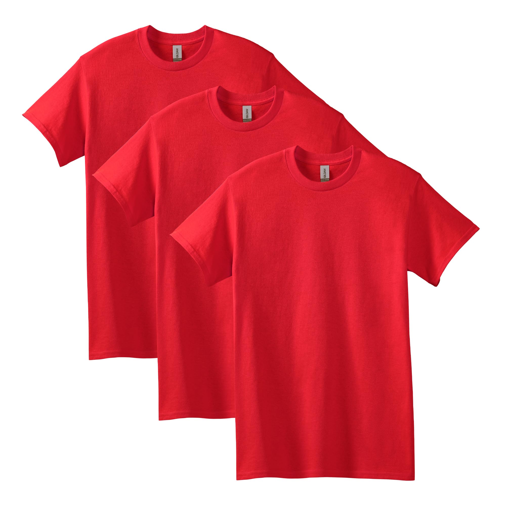 Gildan Men's Heavy Cotton T-Shirt, Style G5000, Multipack, Red (3-Pack), L (Pack of 3)