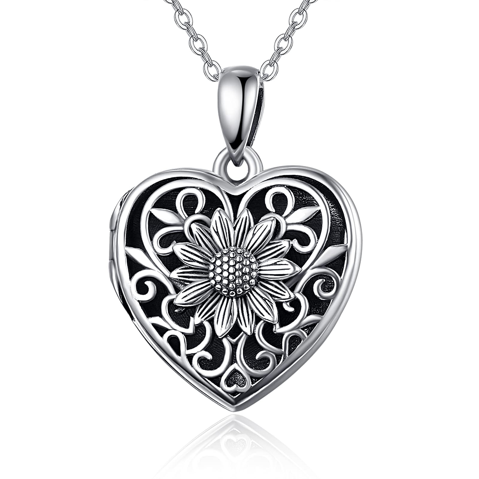 TANGPOETLocket Necklace That Holds Picture 925 Sterling Silver Photo Picture Pendant Memorial Gifts for Men Women Mum Daughter Family