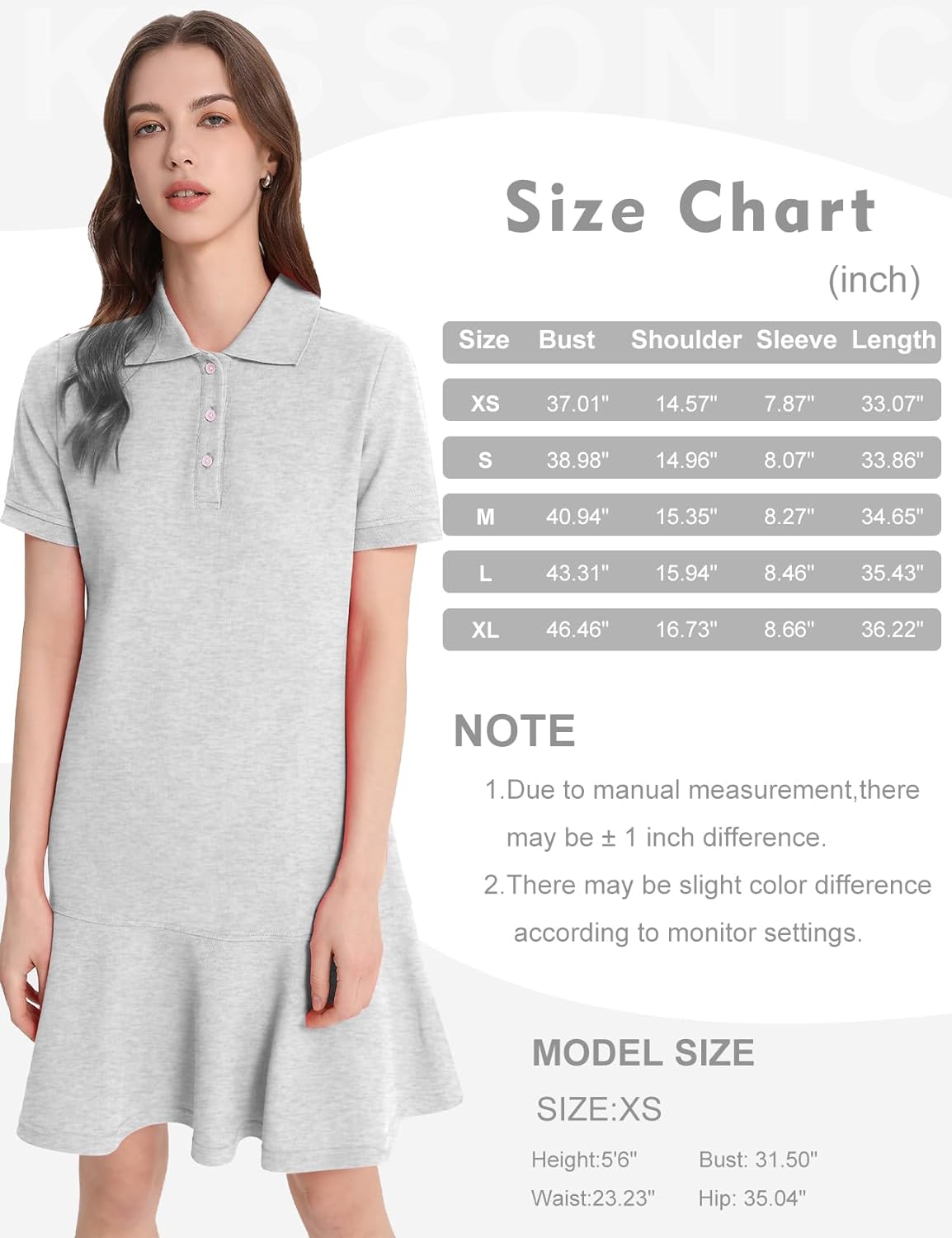 Kissonic Women's Polo Dress Short Sleeve V Neck Ruffle Hem Casual Summer Golf Tennis Mini Shirt Dresses - Image 6