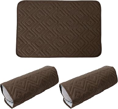 3 PCS Recliner Headrest Protector, Sofa Arm and Head Protectors, Washable Headrest Covers for Recliner Chair and Sofa Brown