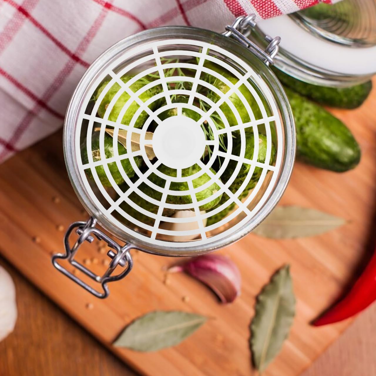 5-Pack Vegetable Pickling Press Tool for Wide Mouth Jars Reusable Fermenting Mesh Pickle Jar Plate Fermentation Accessory for Effective Flavor Extraction at Home image 2