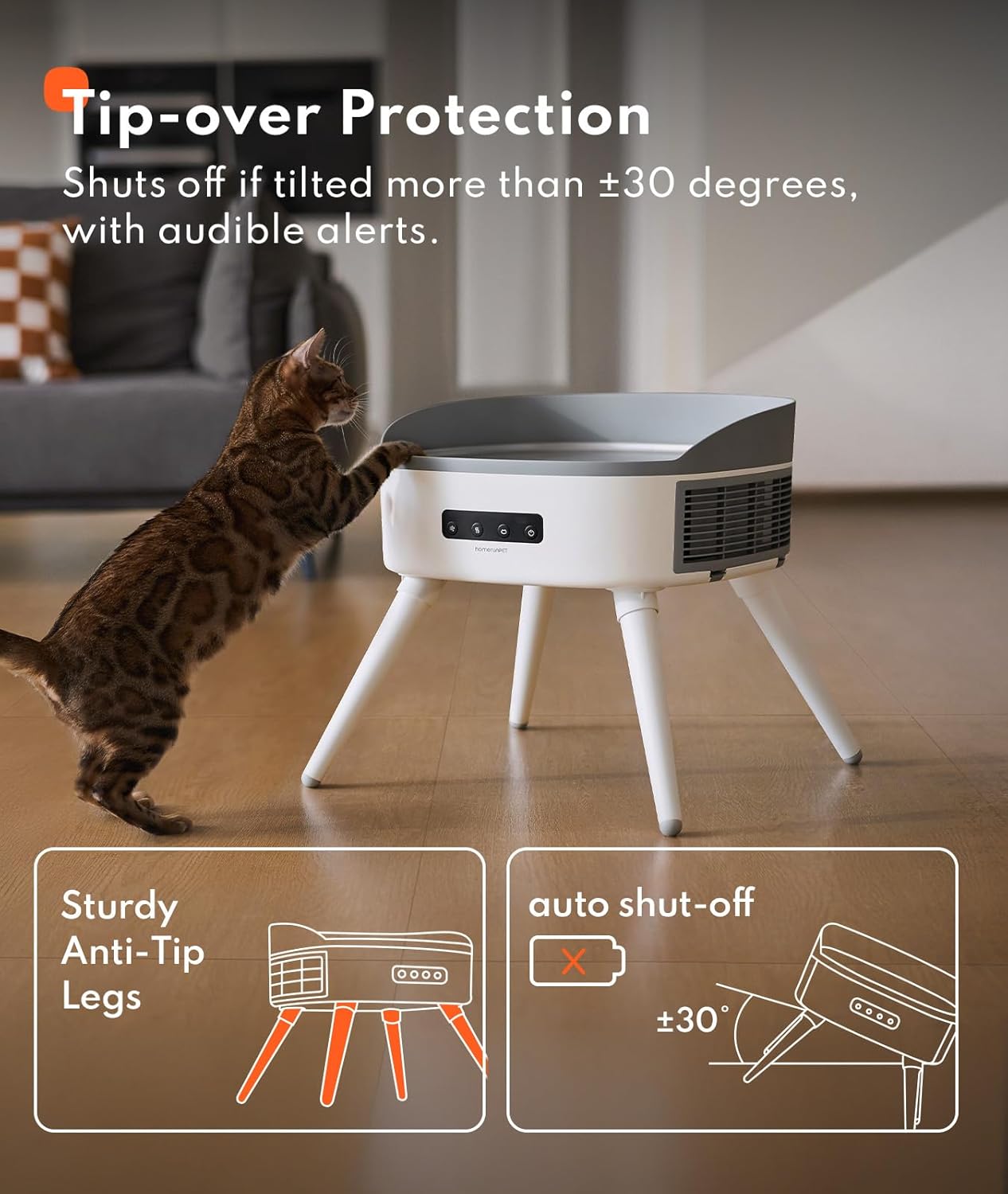 HomeRunPet 2-in-1 Pet Heater with Heated Cat Bed & Air Filter – Quiet Safe 1300W Space Heater for Cats & Small Dogs, Indoor Room Warmer with Tip-Over Protection