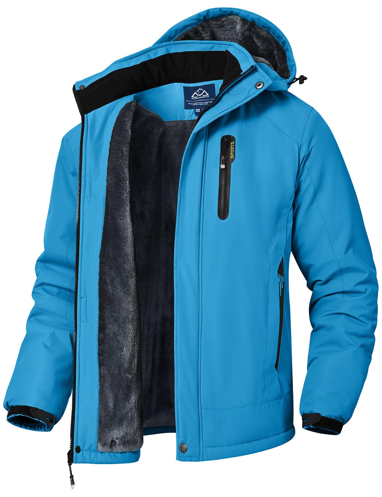 YSENTO Herren Winterjacke wasserdichte Warme Fleece Gefüttert Outdoor Softshelljacke Atmungsaktiv Skijacke Snowboardjacke mit Kapuze