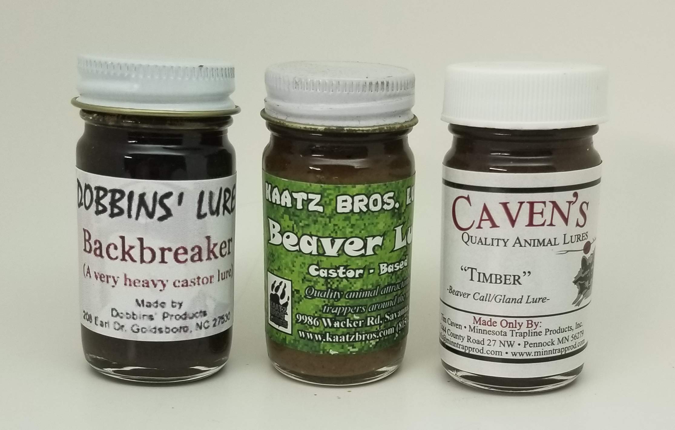 H2 Tackle & Outdoors Beaver Trapping Lure Bundle #2, Kaatz, Caven's Timber and Dobbins Backbreaker