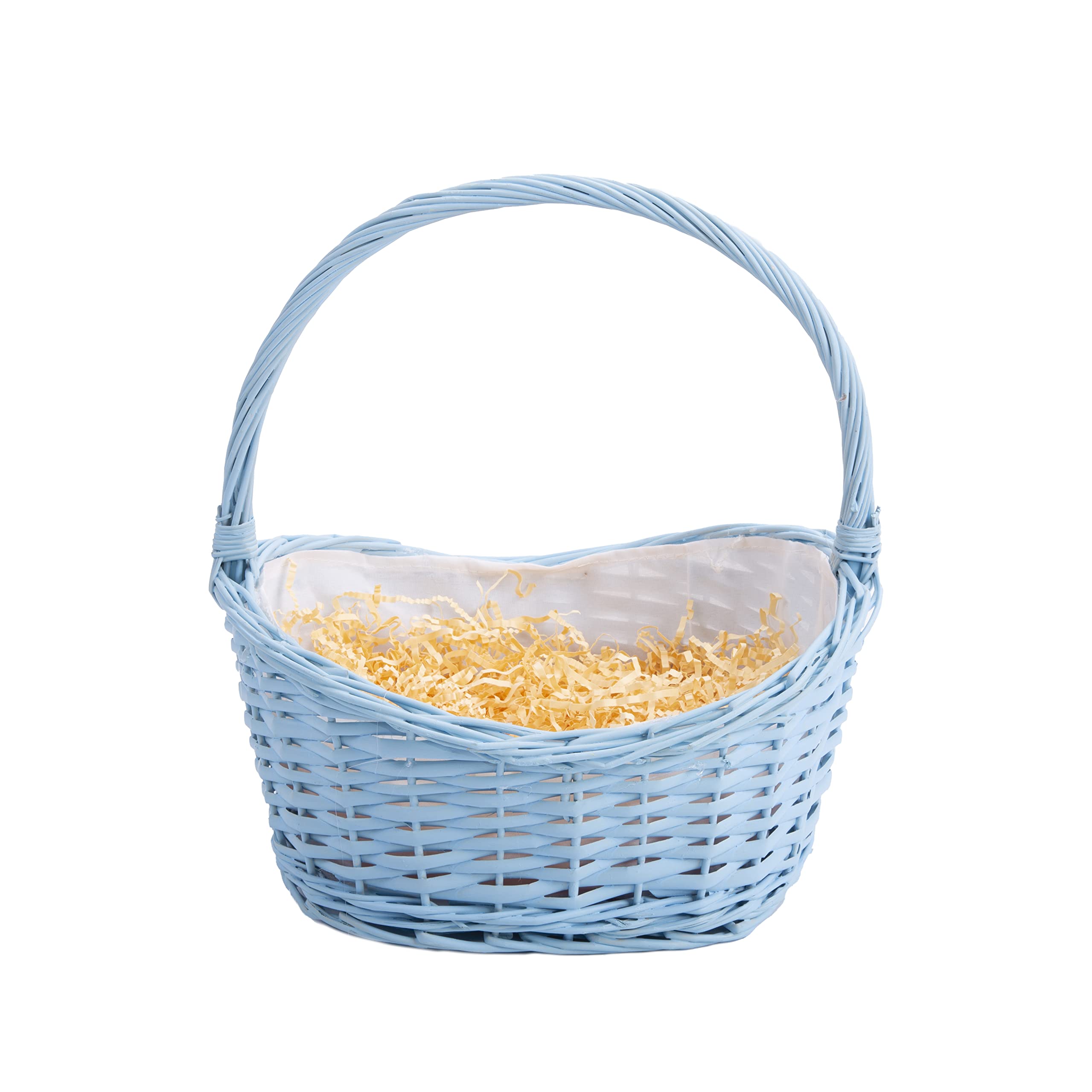Wickerfield Blue High Handle Wicker Basket Gift Hamper With Liner Diy Gift Hampers With Shredded Paper/Pull Bow/Cello Wrap All Included (Blue)
