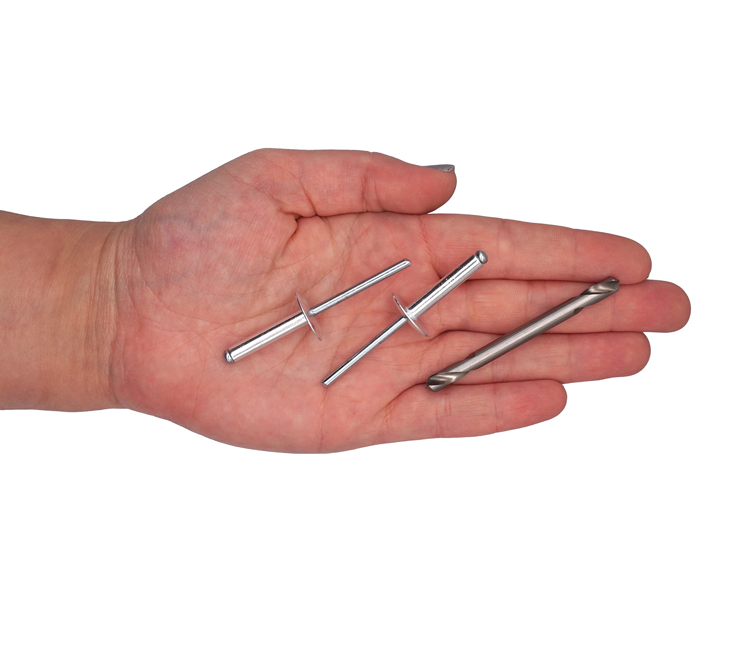 SKIR'CO (150 pz) Rivetti a cieco in alluminio con grande flangia 4,8 x 24 mm, mandrino in acciaio, punta per trapano inclusa