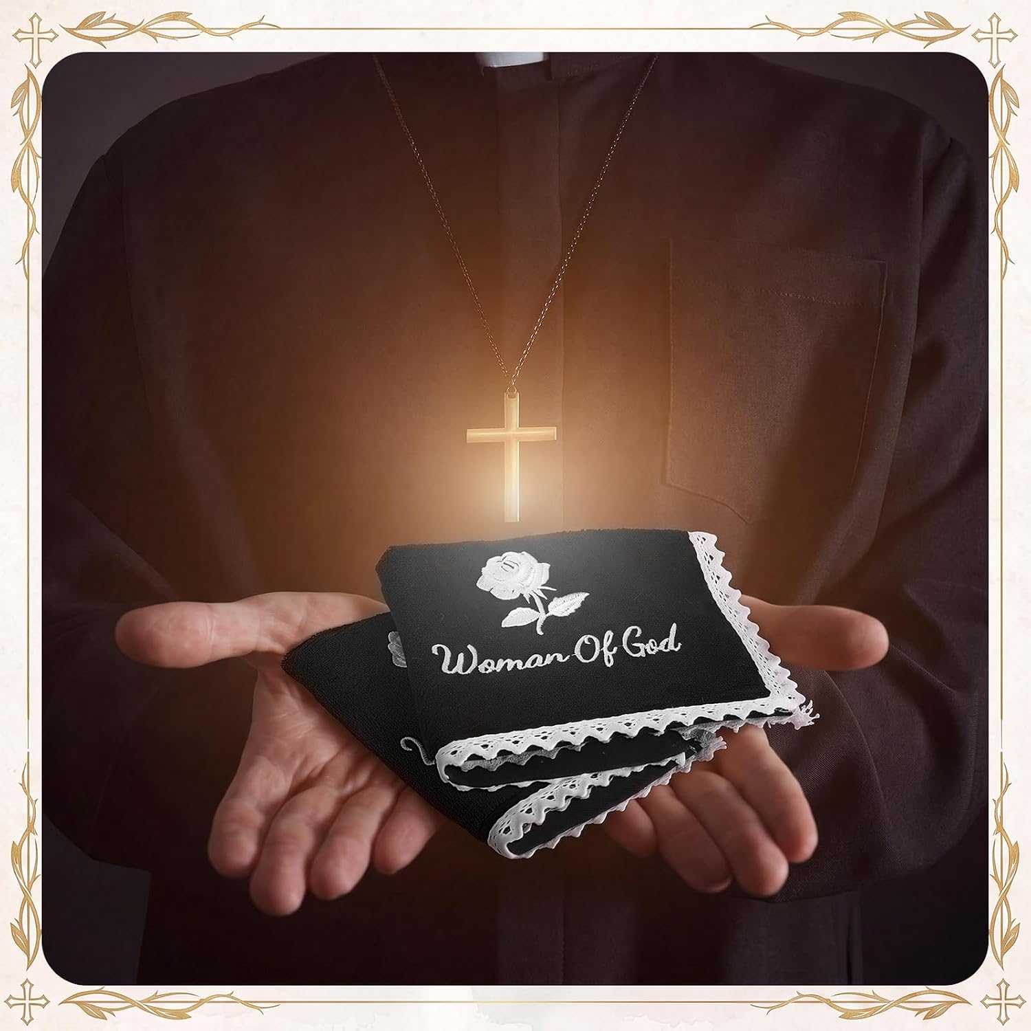 Buryeah 6 Pcs Pastor Towels Pastors Appreciation Gift, Black, Rose