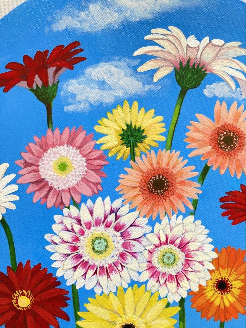 Amazon.co.jp: 花の絵 アクリル画 原画「ガーベラの空」 : ホビー