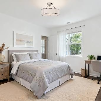 XiNBEi Lighting 18 Semi Flush Mount Ceiling Light Brushed Nickel Bedroom