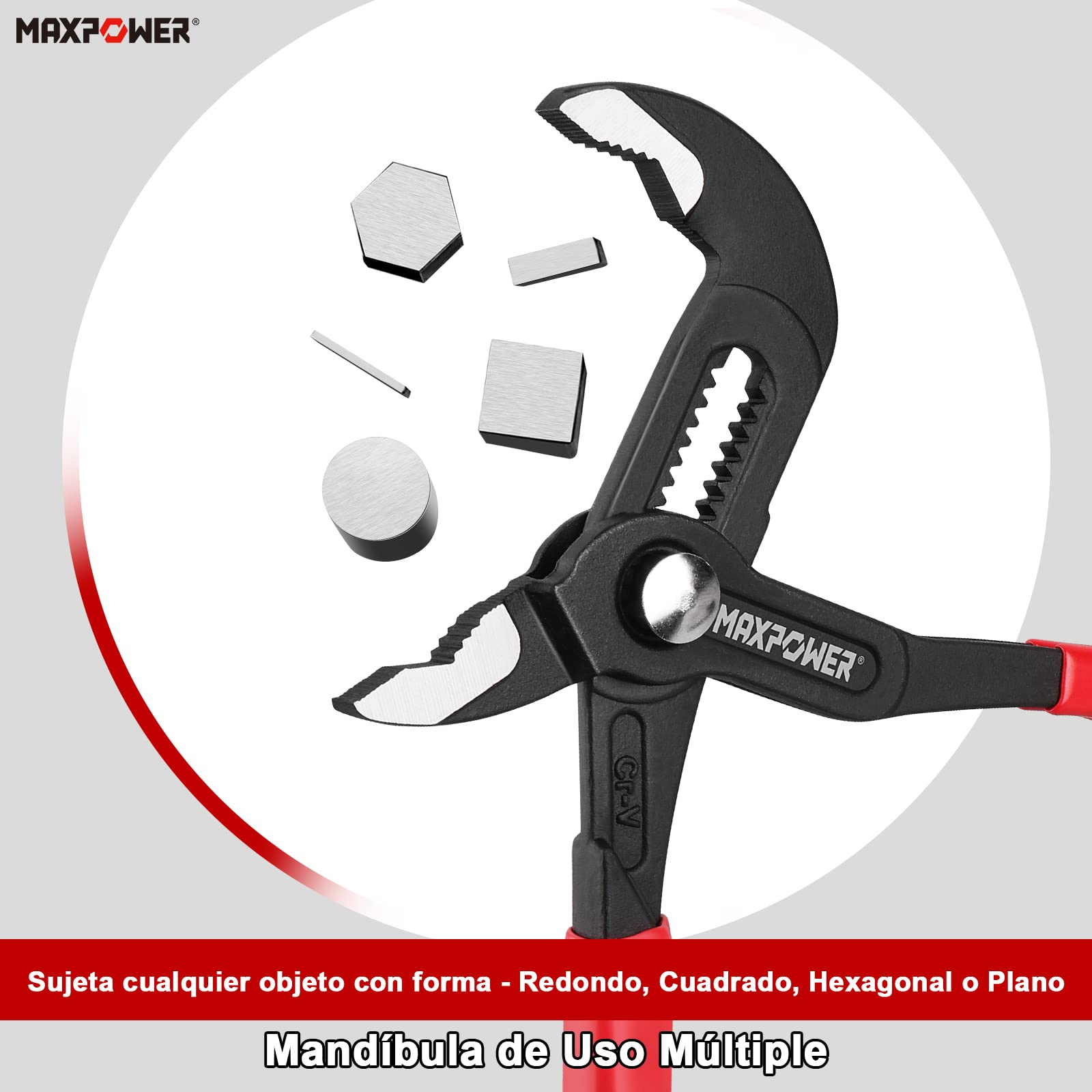 MAXPOWER Juego de 3 Alicates Extensibles, Juego de Picos de Loro Ajustable Lengüeta y Ranura Alicate Para Bomba de Agua Industriales de Apertura Múltiple (175mm/240mm/415mm)