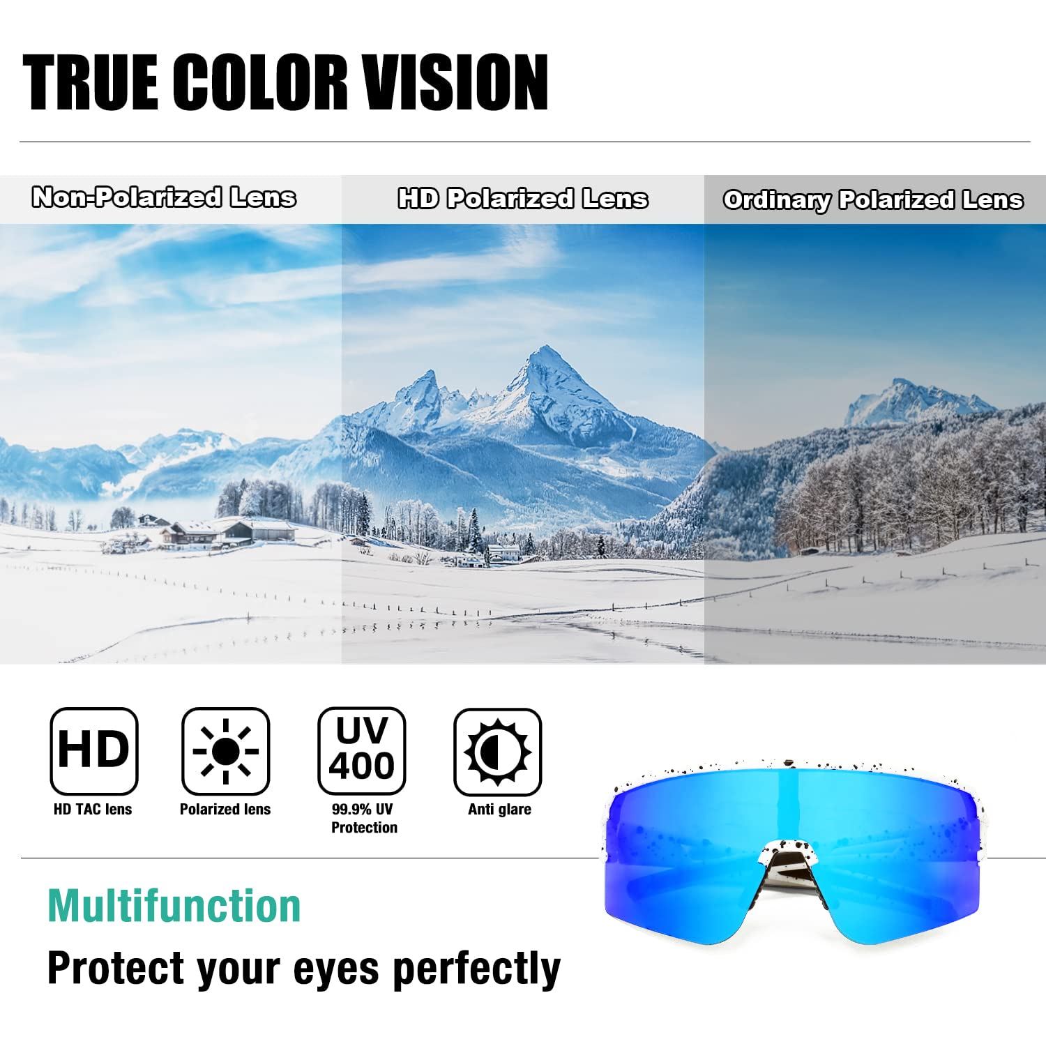 AVV Gafas de sol polarizadas para ciclismo, protección UV400, pesca, conducción, correr, béisbol, para hombres y mujeres