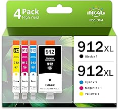 912XL Cartouches d'encre Compatible pour HP 912 912XL 912 XL Pack pour Officejet Pro 8020 8022 8023 8024 8025 pour HP Officejet 8010 8012 8013 8014 8015 8017 (4-Pack)