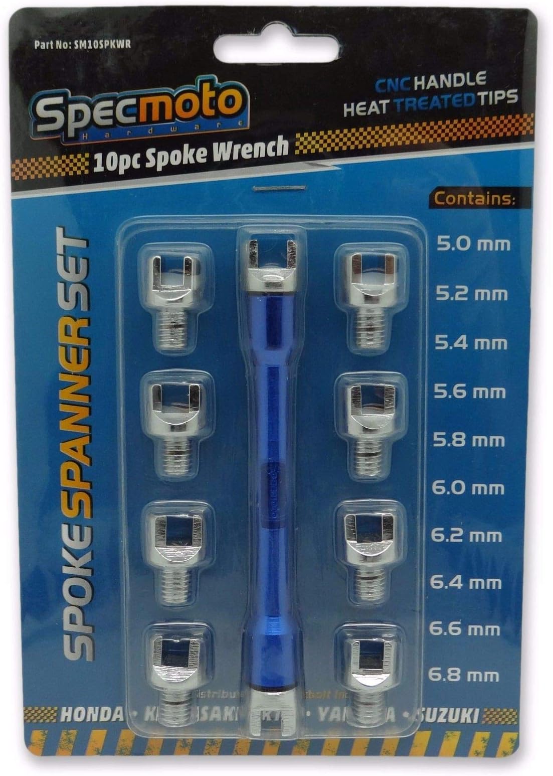 Specmoto Brand Spoke Spanner Wrench 10pc Tool fits Japanese and Euro off-road motorcycle wheels