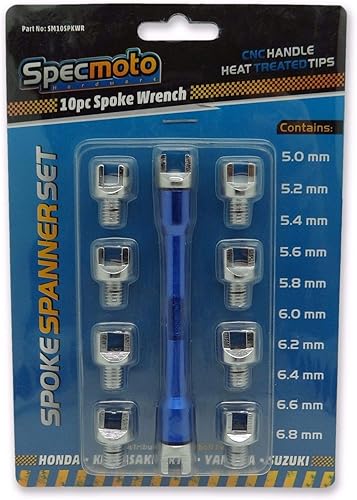Specmoto Brand - Llave inglesa para radios, 10 piezas, se adapta a ruedas de motocicleta todoterreno japonesas y europeas