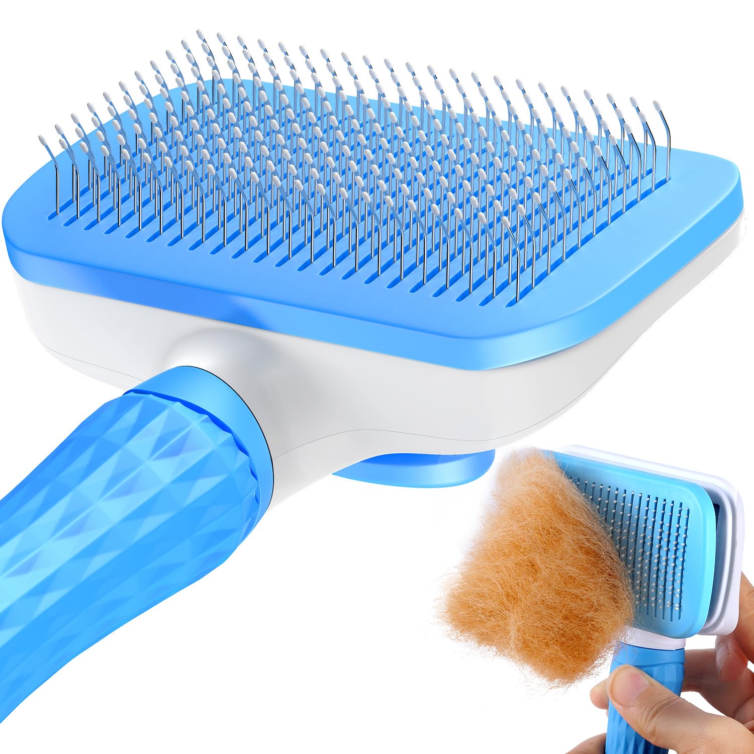 ACE2ACE Spazzola Autopulente per Gatti e Cani per Pelo Lungo e Corto Blu | Cardatore per Gatto e Cane, Spazzola Rimuove Sottopelo per Barboncino, Golden Retriever, Labrador, Husky, Bulldog, Maltese