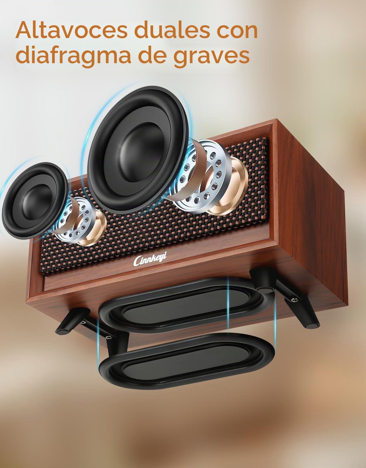 Altavoces de madera para computadora con barra de sonido – Altavoces de PC alimentados por USB | /Line-in/Bluetooth, 3 modos, barra de sonido de madera para laptop, altavoz estéreo compacto