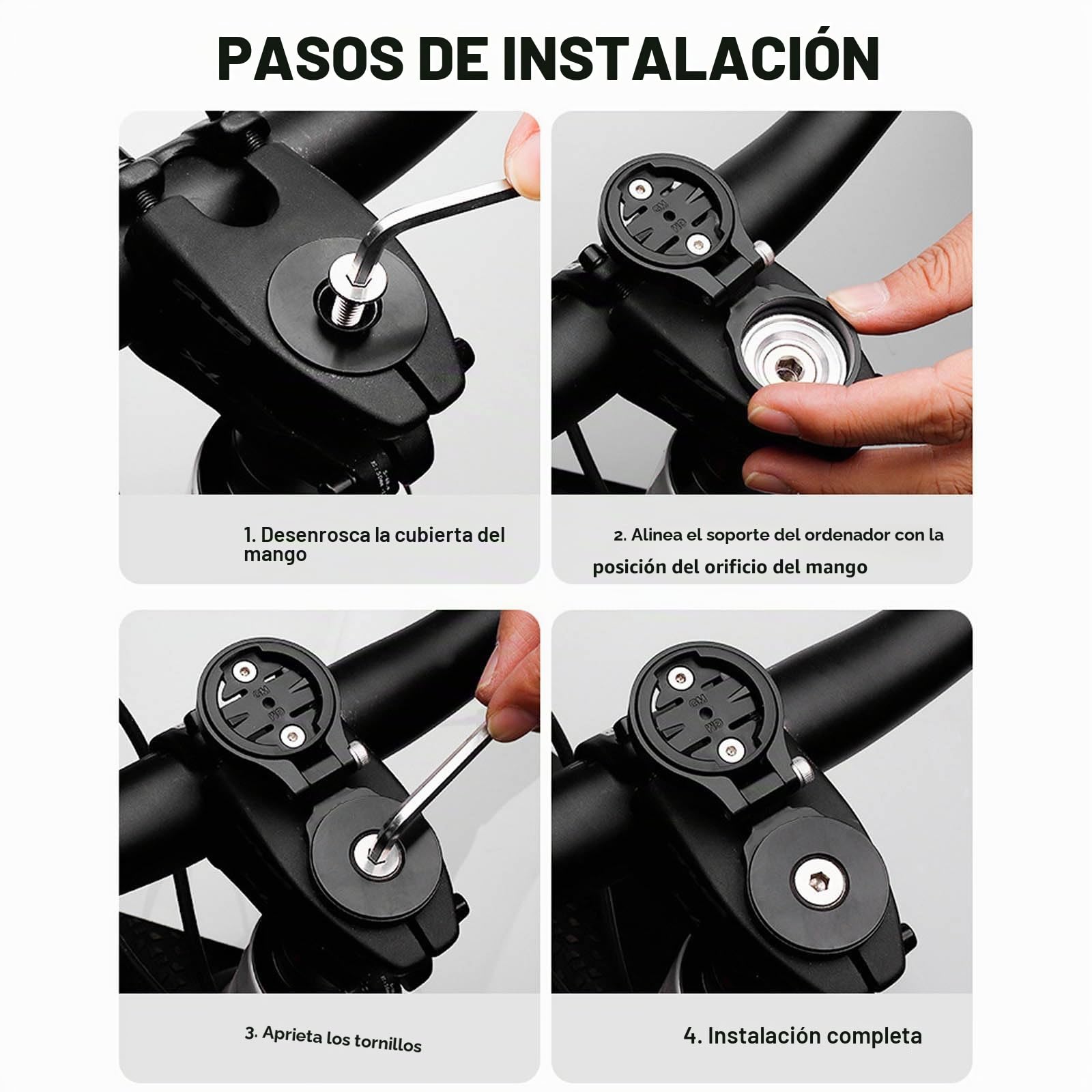 Soporte de Bicicleta para Garmin Edge, Wahoo Elemnt, Bryton, Cateye, Aleación de Aluminio, Soporte de Manillar Ajustable (Negro)