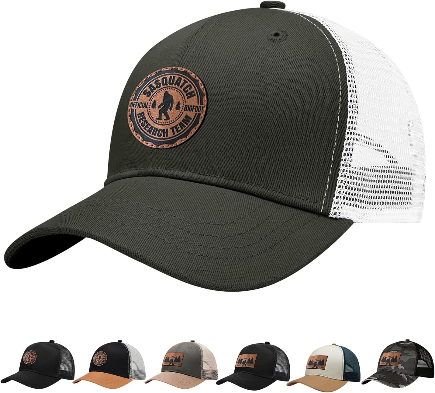 Bigfoot Hat with Leather Sasquatch Baseball Cap for Men Boy Gifts for Dad Hats Sports Trucker Caps