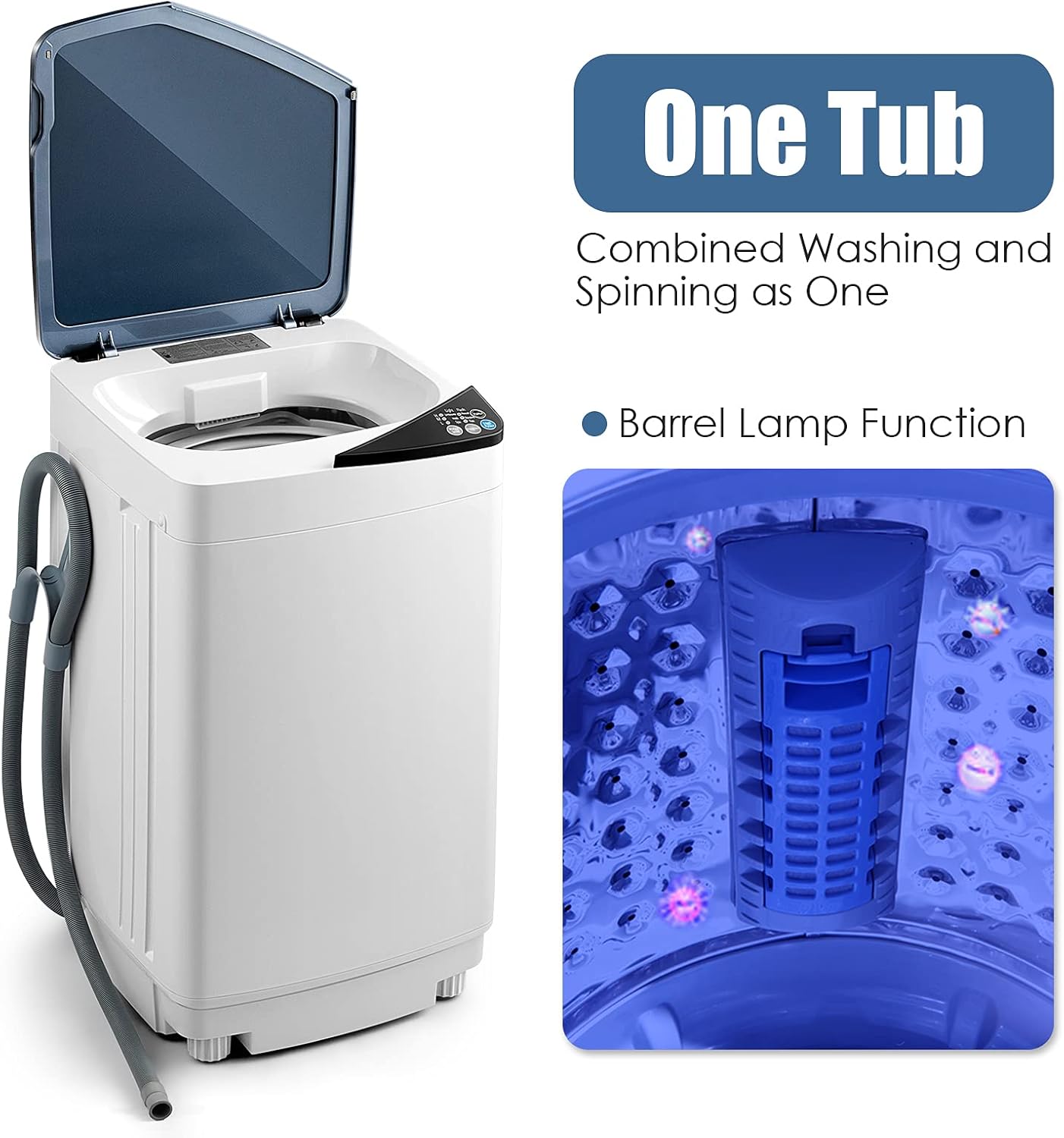 🔥 Casart Washing Machine Portable Washer W/ 7.7 Lbs Weight Capacity Washer and Dryer Full Automatic Washing Machine (Blue&White)