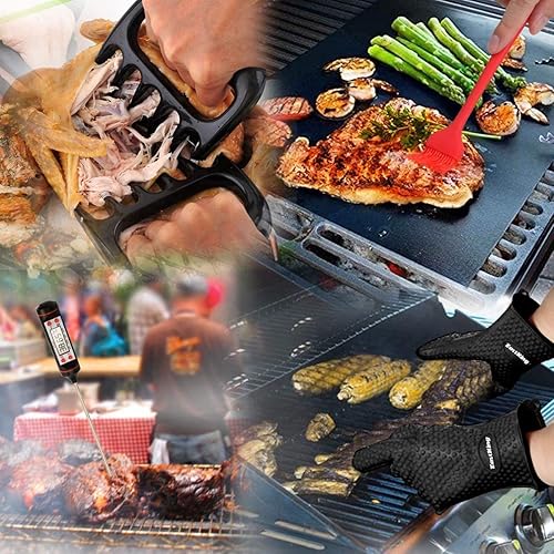 Miniatura 2 de EastKing Juego de accesorios para ahumador, guantes para horno, garras de barbacoa, termómetro de carne y cepillo de silicona para cocinar barbacoa