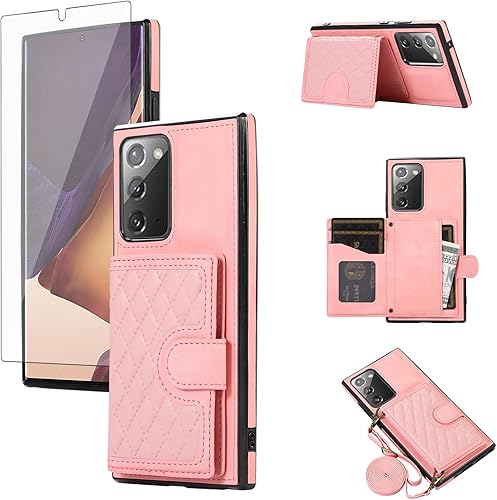 Miniatura 9 de Asuwish Funda de teléfono para Samsung Galaxy Note 20 5G, con protector de pantalla de vidrio templado y correa cruzada, soporte para tarjetas,