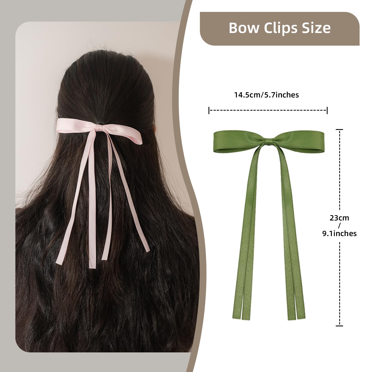 Hair Clips, 4Pcs Bow Hair Accessories for Women Girls Toddlers Teens Kids - Satin Fabric Bowknot with Long Tail Hair Ribbons, Hair Clips (4Pcs, Purple+White+Red+Green) - Image 2