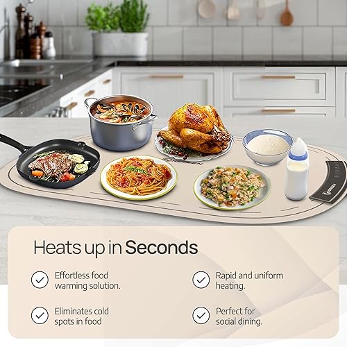 Miniatura 2 de Tapete de calentamiento de alimentos, bandeja eléctrica eficiente de silicona para calentar alimentos, calentadores de alimentos duraderos para