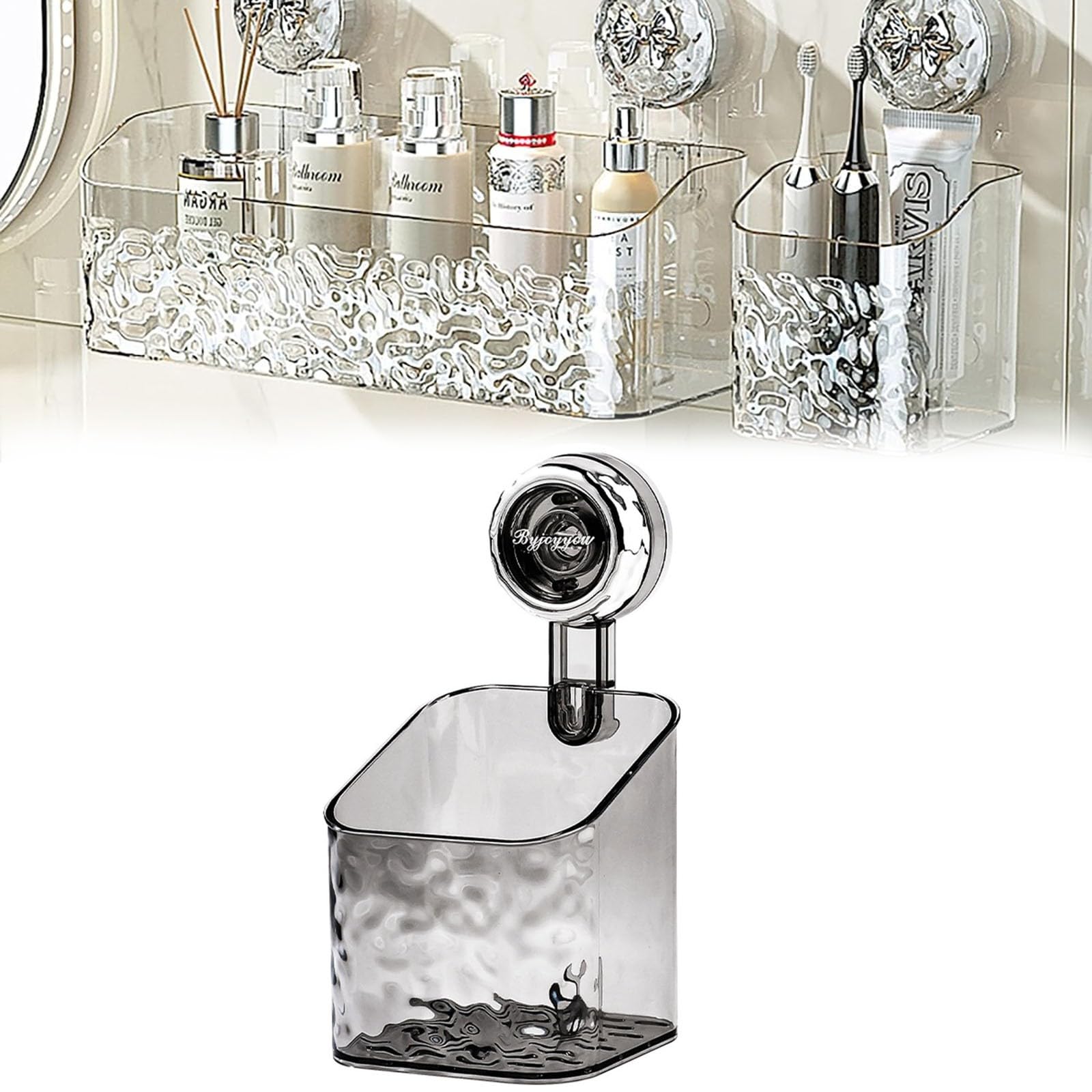 2024 New Removable Suction Cup Shelf Light Luxury Style Glacier Pattern Shower Caddy Suction Cups NO-Drilling Corner Shower