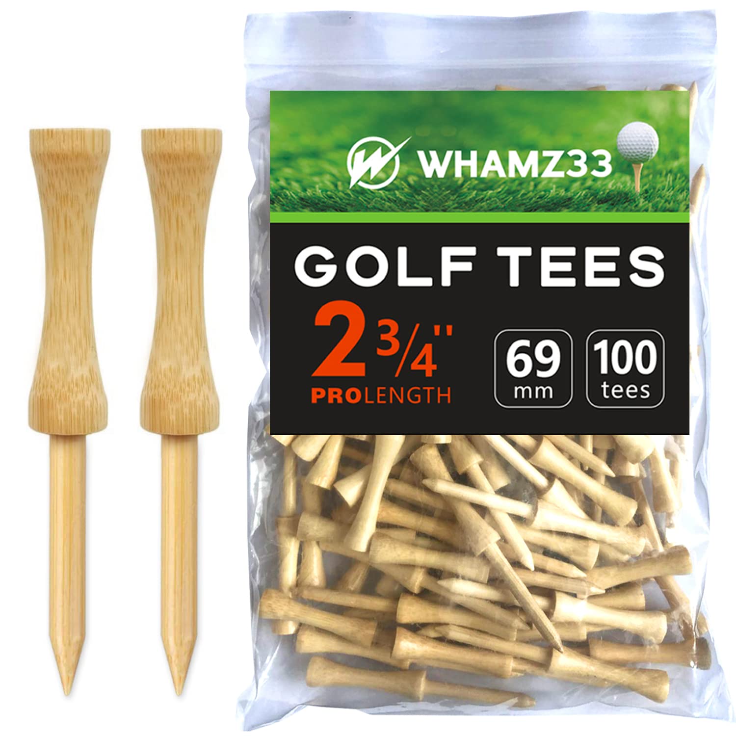 Step Down Golf Tees 2-1/8"or 2-3/4"or 3-1/4" 100 Pack Enduring Wooden Bamboo Golf Castle Tees